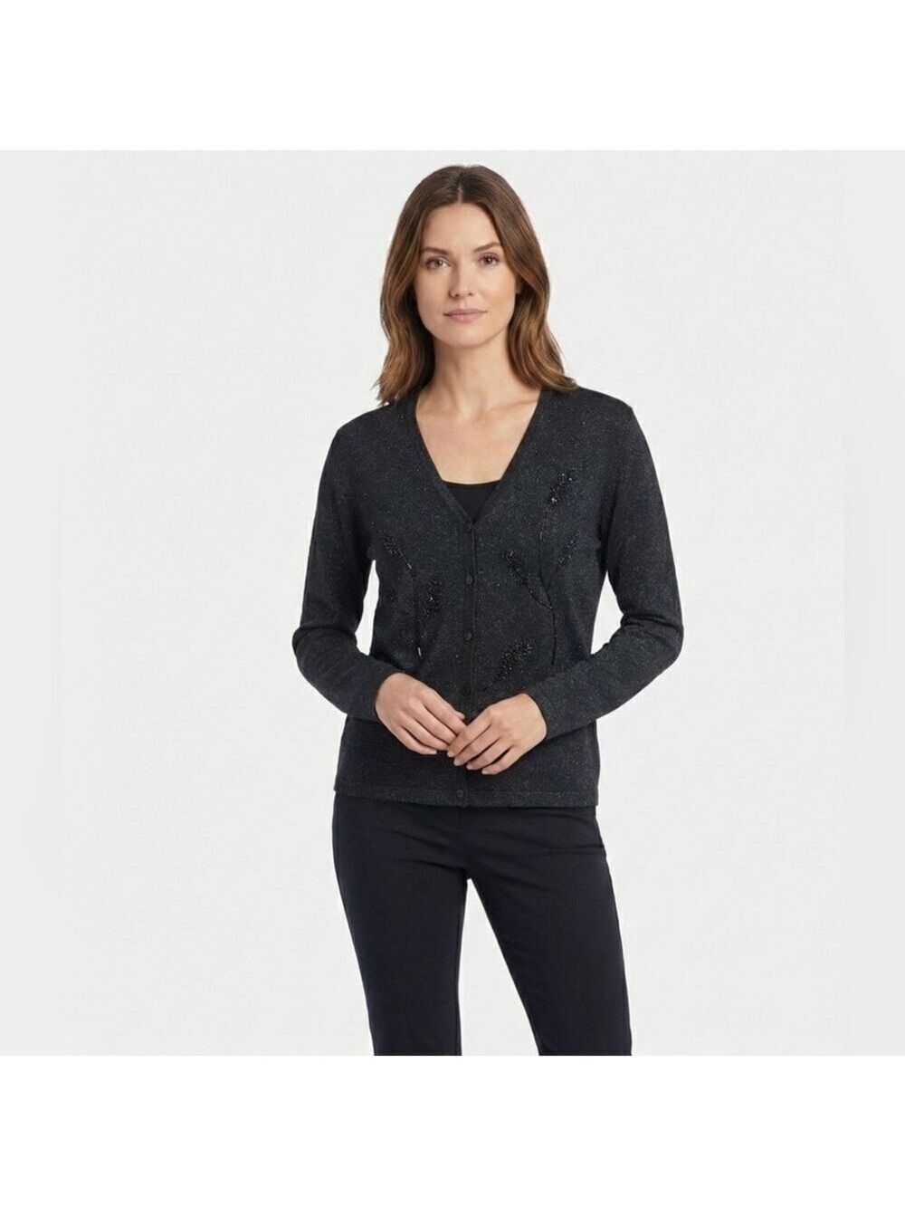 LIZ CLAIBORNE Emma James Beaded Cardi Medium